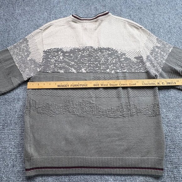 VTG OK Crusader Reef Sweater Mens L Beige Grey Embroidered Golfer Sport Grandpa - Picture 13 of 15